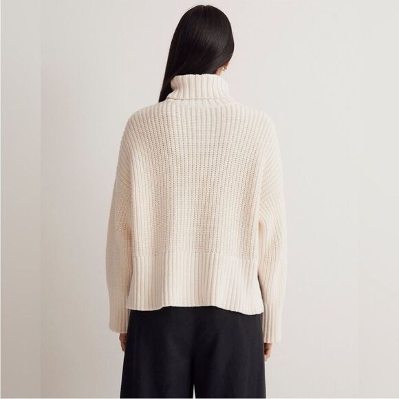 NWOT Madewell Wide Rib Turtleneck Sweater in Antique Cream Size XS - Picture 2 of 12